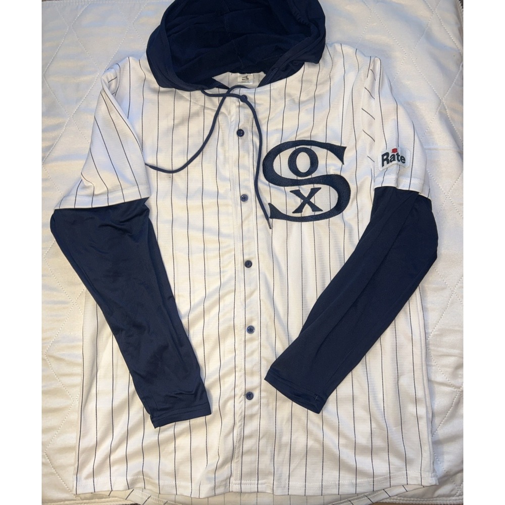 Chicago White Sox 1920 Retro Jersey Hoodie SGA Pinstripe Long Sleeve Size Med